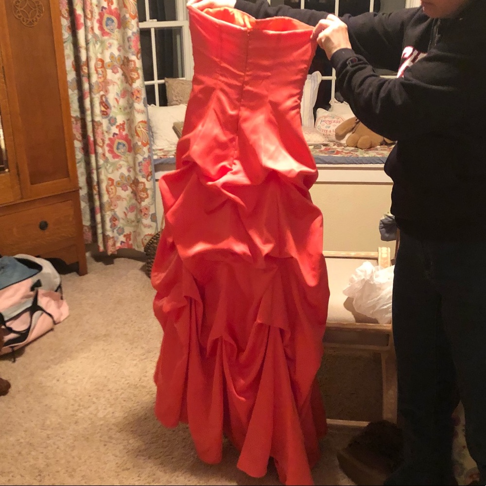 Coral/orange Strapless Prom Dress - Picture 4 of 5